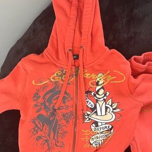 Ed Hardy Kids Orange Graphic Hoodie